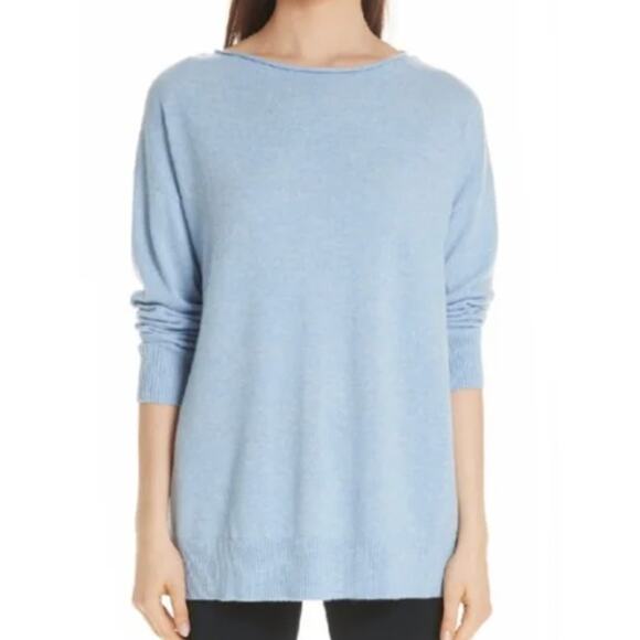 Lafayette 148 Roll Neck Sky Blue Cashmere luxury Feminine Delicate sweater 2X - Picture 1 of 2